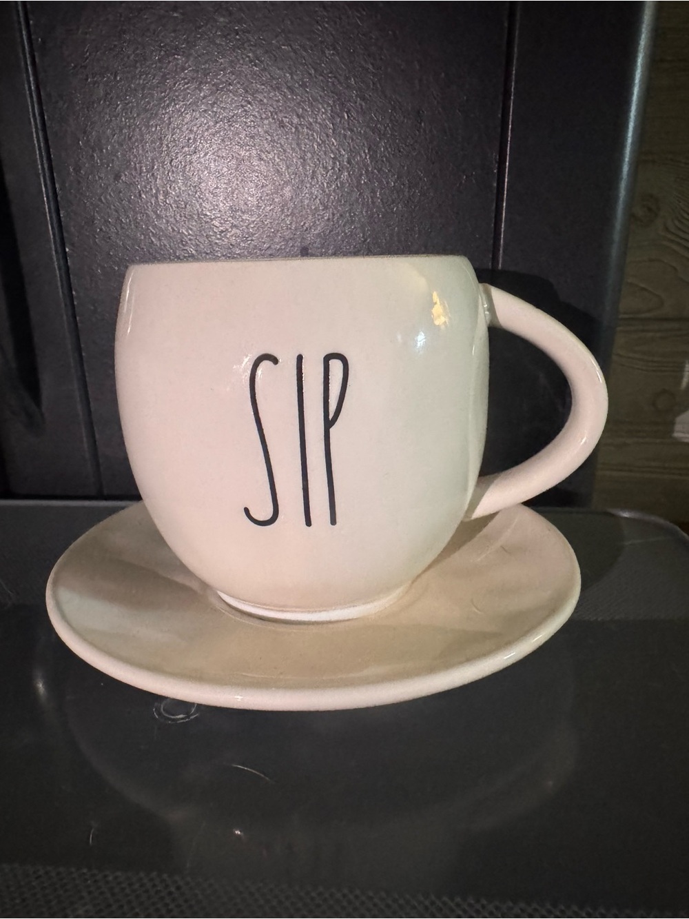 Rae Dunn “SIP” cup and saucer set